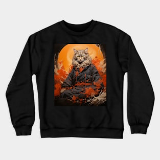 Cat - Japanese Art Japan Martial Arts - Mountain Sun Wave Crewneck Sweatshirt